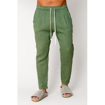 Pantaloni lung din IN cu snur Green 17548