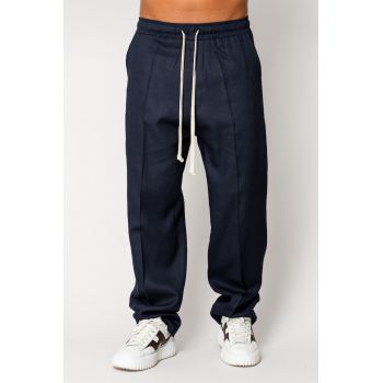 Pantaloni lung din IN cu snur Navy 17553