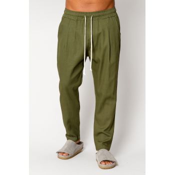 Pantaloni lung din IN regular cu snur Kaki 17561