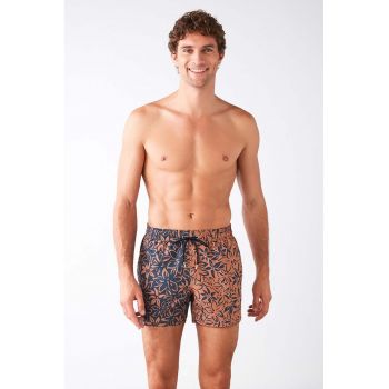 Pantaloni scurti de baie cu snur si model tropical