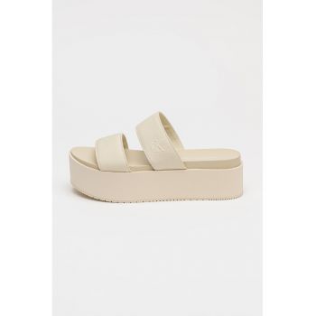 Papuci cu talpa flatform si bareta dubla