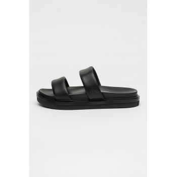 Papuci din piele cu model uni