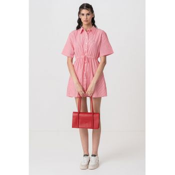 Rochie-camasa din amestec de bumbac organic cu model in dungi