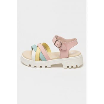 Sandale cu catarama si model colorblock