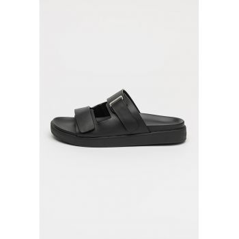Sandale din piele cu barete cu inchidere velcro