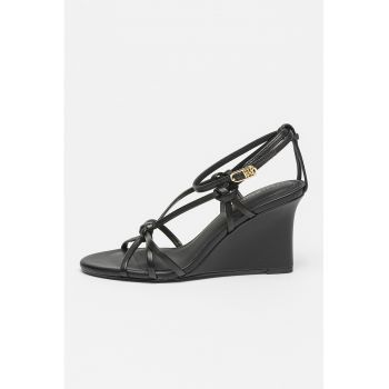 Sandale din piele cu talpa wedge