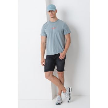 Tricou de bumbac cu decolteu la baza gatului
