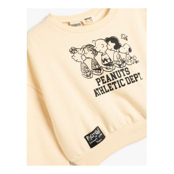 Bluza de trening cu decolteu la baza gatului si imprimeu cu Snoopy
