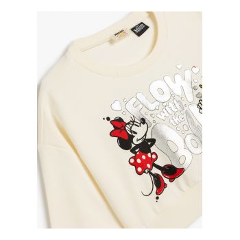 Bluza de trening cu imprimeu si decolteu la baza gatului