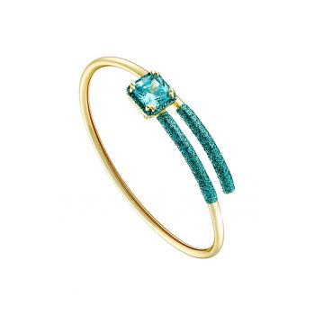 Bratara fixa placata cu aur de 18K si decorata cu zirconia