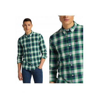 Camasa Barbati -  Camasa Cu Nasturi - M INTL - Verde - Croi Regular Fit - Inchidere Nasturi - Compozitie Material 100% Bumbac - Model Dominant Carouri