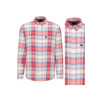Camasa Barbati -  Camasa Cu Rivete - M INTL - Rosu Aurora - Croi Regular Fit - Inchidere Nasturi - Compozitie Material 100% Bumbac - Numar De Buzunare 1