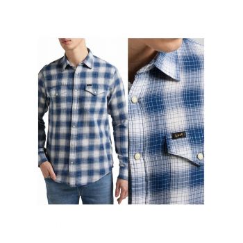 Camasa Barbati -  Clean Regular Western - S INTL - Albastru - Croi Regular Fit - Inchidere Capse - Compozitie Material 100% Bumbac - Numar Buzunare 2