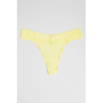 Chiloti tanga cu insertii de dantela
