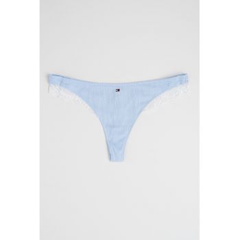 Chiloti tanga din amestec de bumbac cu garnitura de dantela