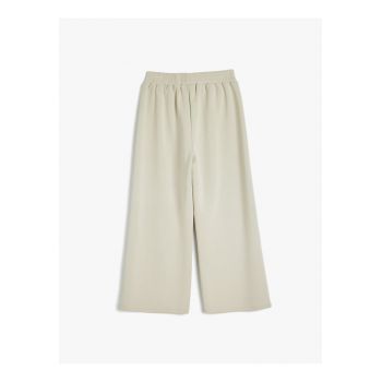Pantaloni de trening din amestec de modal cu croiala ampla si talie elastica
