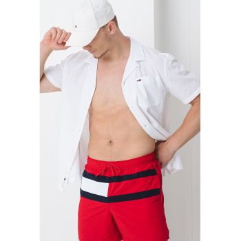 Pantaloni scurti de baie cu logo si snur in talie