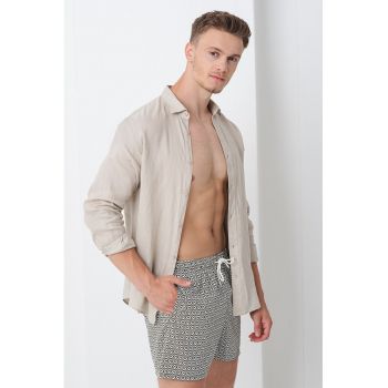 Pantaloni scurti de baie cu model si buzunare laterale