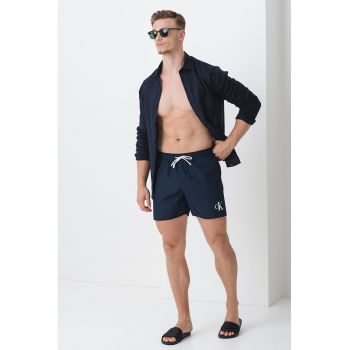 Pantaloni scurti de baie cu snur de ajustare si detaliu logo