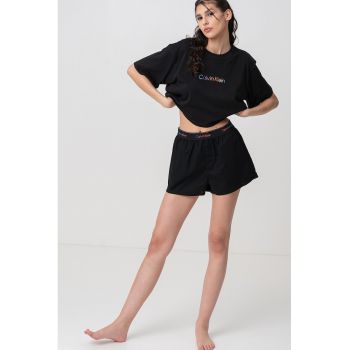 Pantaloni scurti de pijama cu banda logo in talie