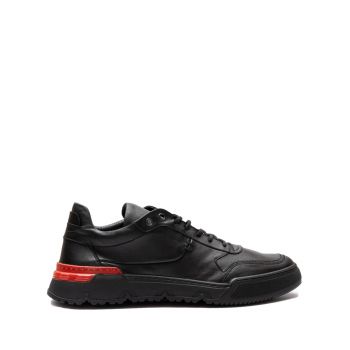 Pantofi sport bărbați din piele naturală, Leofex - Mostră Alexe Negru Box