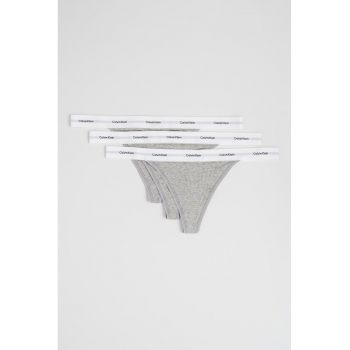 Set de chiloti tanga cu logo in talie - 3 perechi
