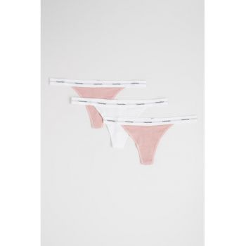 Set de chiloti tanga cu logo in talie - 3 perechi