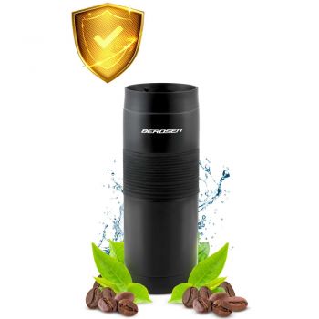 Termos Berdsen Black 590ml,Interior din otel inoxidabil,Capac rezistent la scurgeri,Buton cu pai inclus pentru utilizare fara inclinare,Suprafata antiderapanta,Aspect modern,Pastrare cald 12 ore si rece 24 ore