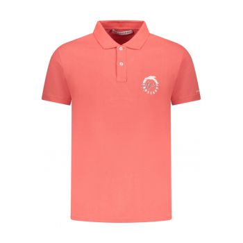 Tricou polo barbati - cu imprimeu grafic - Regular fit - Roz -