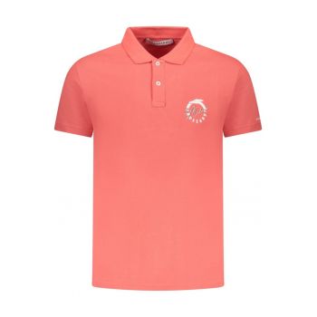 Tricou polo barbati - cu imprimeu grafic - Regular fit - Roz -
