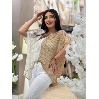 Bluza alb auriu cu anchior