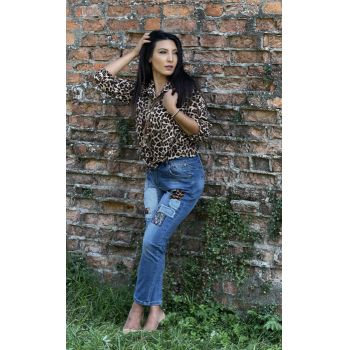 Pantaloni din jeansi cu animal print