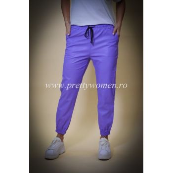 Pantaloni din piele ecologica cu snur in talie