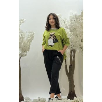Pantaloni negrii cu fermoar