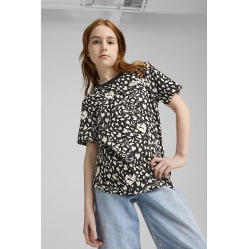 Tricou cu decolteu la baza gatului si imprimeu grafic
