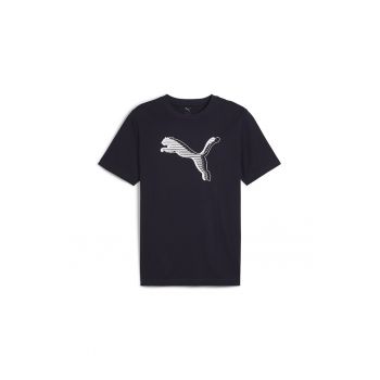 Tricou cu imprimeu logo si decolteu la baza gatului