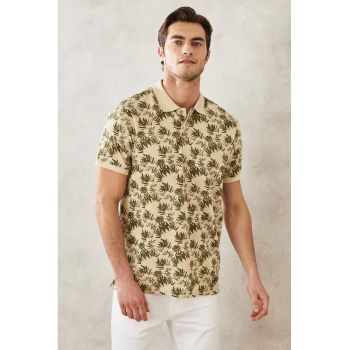 Tricou polo slim fit cu model grafic