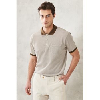 Tricou polo texturat cu buzunar aplicat