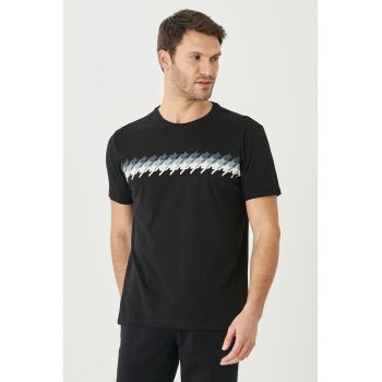Tricou slim fit cu imprimeu houndstooth