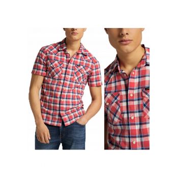Camasa Barbati -  Ss Western - M INTL - Rosu Aurora - Croi Regular Fit - Inchidere Capse - Compozitie Material 100% Bumbac - Numar Buzunare 2 de firma originala