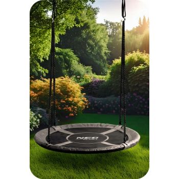 Leagan tip cuib pentru copii Neo-Sport 110311 Gri XXL, 110 cm, material impermeabil, cadru din otel, greutate suportata 150 kg