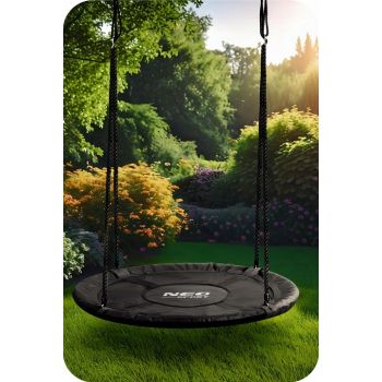 Leagan tip cuib pentru copii Neo-Sport Negru XXL, 100 cm, material impermeabil, cadru din otel, greutate suportata 150 kg