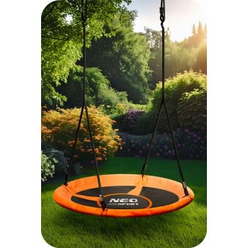 Leagan tip cuib pentru copii Neo-Sport Portocaliu XXL, 100 cm, material impermeabil, cadru din otel, greutate suportata 150 kg