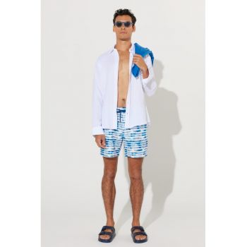 Pantaloni scurti de baie cu imprimeu tropical