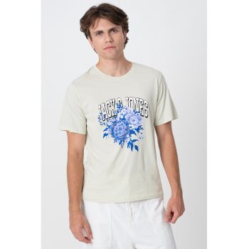 Tricou cu decolteu la baza gatului si imprimeu