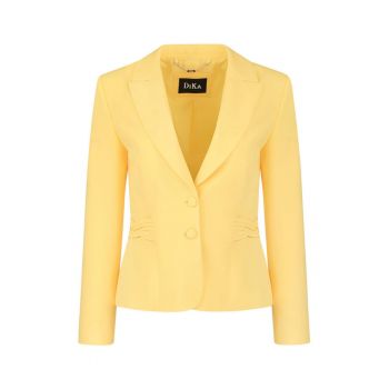 Blazer cu revere decupate si detalii impletite - Galben