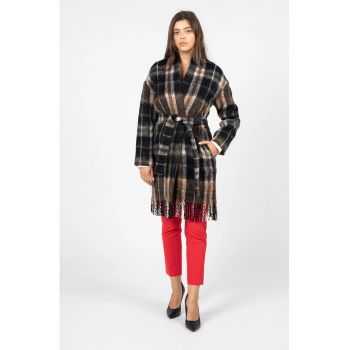 Cardigan in carouri decorat cu franjuri Rebel Queen - 36
