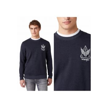 Hanorac Barbati -  Graphic Crew - M INTL - Albastru - Croi Regular Fit - Inchidere Fara - Compozitie Material 100% Bumbac - Decolteu Rotund