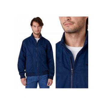 Jacheta De Tranzitie -  The Bomber - Albastru - Croi Regular Fit - Inchidere Fermoar - Numar De Buzunare 2 - Compozitie Material 60% Bumbac - 40% Poliester