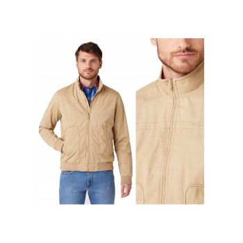 Jacheta De Tranzitie -  The Bomber - Bej - Croi Regular Fit - Inchidere Fermoar - Numar De Buzunare 2 - Compozitie Material 100% Bumbac